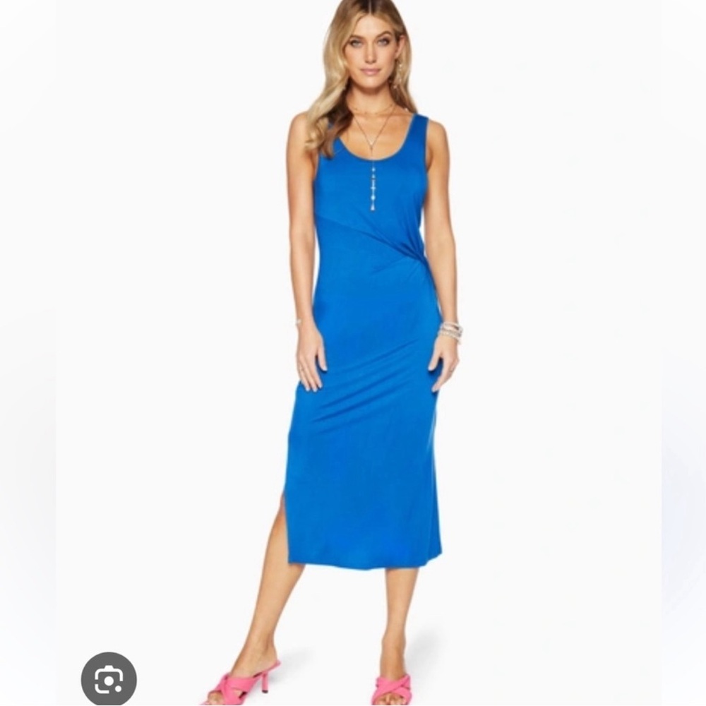 RAMY BROOK SOLID ASHLEY MIDI DRESS IN CERULEAN